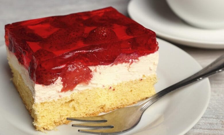 كيك الكاسترد والجيلو