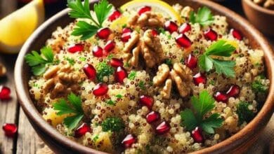 سلطة الكينوا بالرمان والجوز