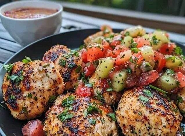 سلطة الكيوي والفريز بالدجاج والثوم